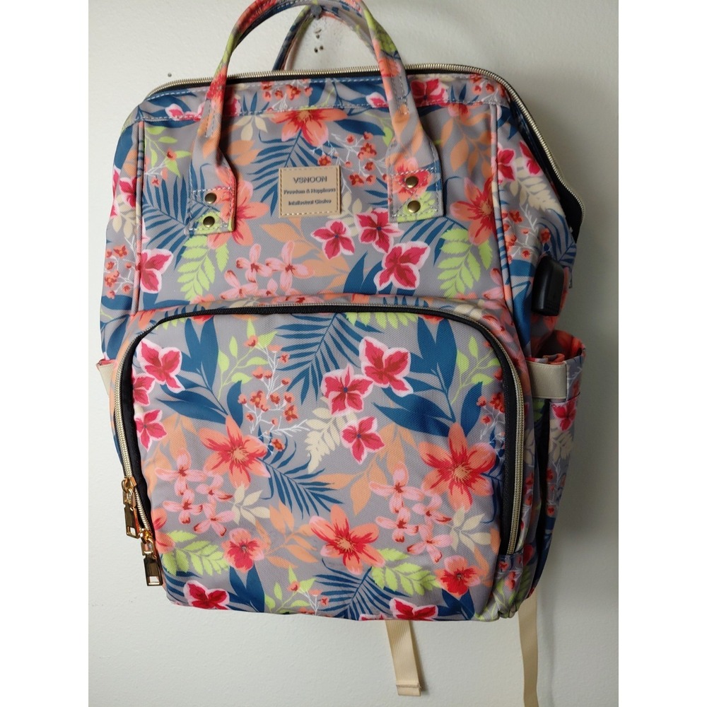 VSNOON Laptop Backpack Stylish USB Charging Tropical Palms Floral RFID 15.6 NWOT
